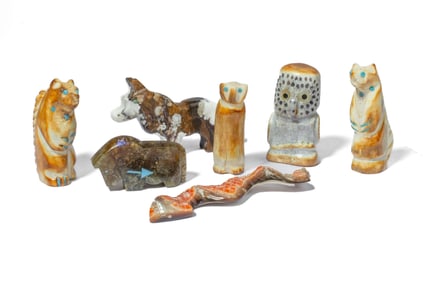 7 Native American Zuni Animal Fetishes