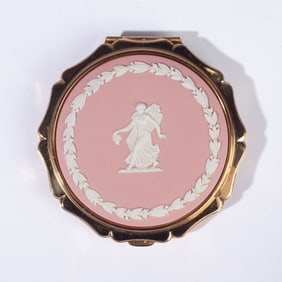 Wedgwood Pink Jasperware Compact by Stratton