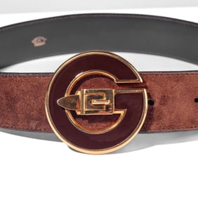 Vintage Gucci Enameled Gold "G" Buckle Belt