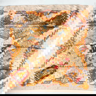Vintage Hermes "La Magie" Silk Scarf: Circa 1999 Hermes La Magie silk scarf designed by Claudia Stuhlhofer Mayr. Hand rolled and stitched edges. Original MADE IN FRANCE tag to corner. Very good condition with no apparent pulls, stains, sp