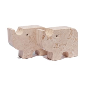 Fratelli Mannelli Rhino Sculpture Bookends / Mari