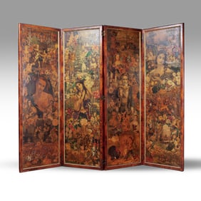 Victorian Decoupage Folding Screen