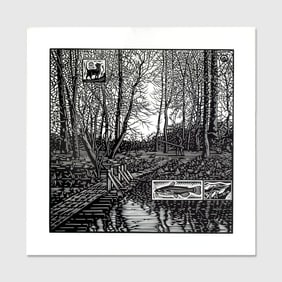 Dennis Cunningham (OR) "Footbridge" Woodblock