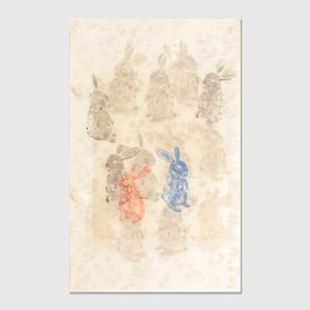 Jeffry Mitchell (WA) "Pattern Rabbits" Aquatint