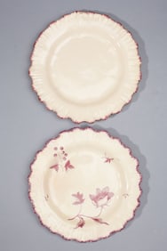 2 Wedgwood Creamware Puce Decorated Plates