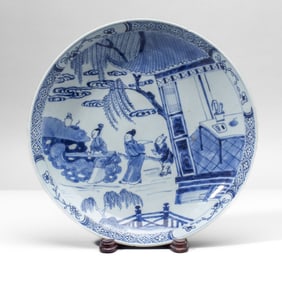 Chinese Kangxi Style Blue & White Porcelain Dish