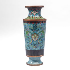 Chinese Cloisonne Enamel Lotus Head Vase