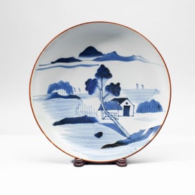 Chinese Transitional Style Blue & White Dish