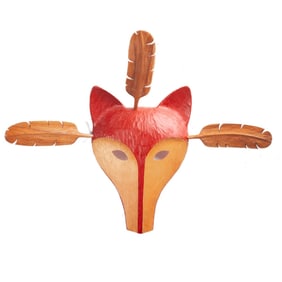 Sylvester Ayek "Male Wolf" Carved Cedar Mask