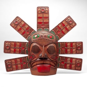 Norman John Carved & Painted Wood Sun Mask