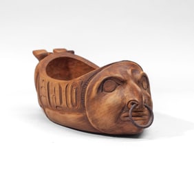 Ken Kidder Haida Style Carved Salmon Spirt Bowl