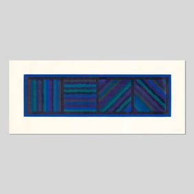 Sol Lewitt (Blue) Bands Woodcut Print
