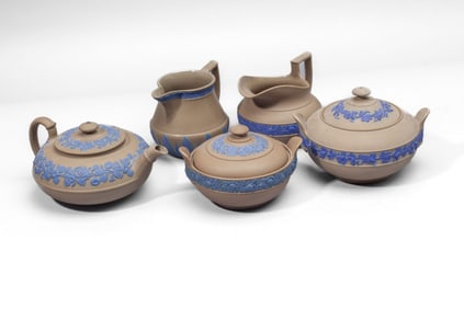 5 Piece Wedgwood Drabware Tea Set