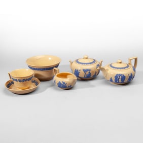 Wedgwood Caneware & Blue Jasper Tea Set