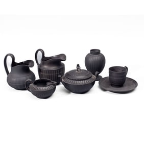 Wedgwood Black Basalt Sybil Sugar Bowl / Creamers