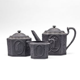 Wedgwood Black Basalt Muses Tea Set
