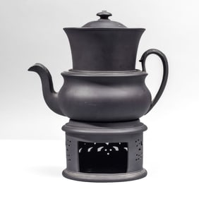 Wedgwood Black Basalt Coffee Pot & Burner