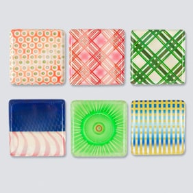 Alexandra Blau Group of 6 Pattern Resin Paintings