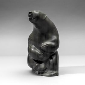 Artist Signed Canadian Inuit Carved Soapstone Bear