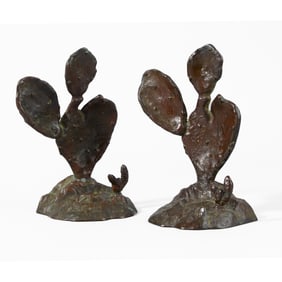Emilio Maraffi "Cactus" Cast Bronze Bookends.