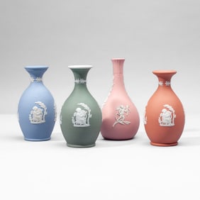 4 Wedgwood Jasperware Cupid Vases