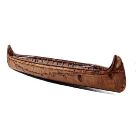 Antique Half Scale Birchbark Canoe Model- 7ft