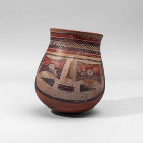 Pre-Columbian Nazca Culture Face Form Pottery Kero