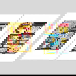 David Garcia Pair Abstract Paintings on Paper: David Garcia (California) Pair Acrylic on Paper Abstract Paintings, 1999. Each image measures 19x15.5" on 30x22" sheet. Professionally framed in dark stained wood with each frame measuring 33x25.5". F