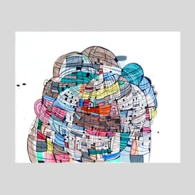Nina Bovasso "Patchwork Dome" Acrylic on Paper