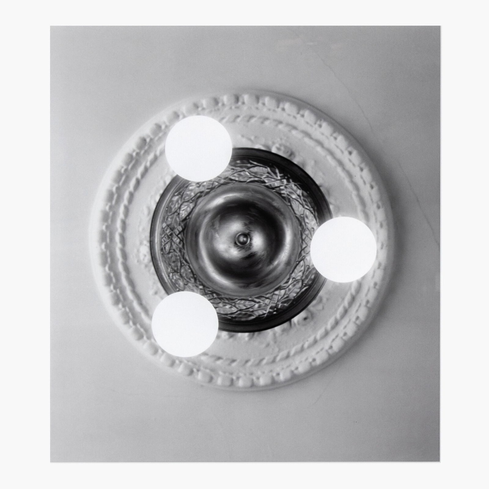 Gay Outlaw "Light Fixture (Baldessari)" Photograph: Gay Outlaw (b.1959 California) "Light Fixture (Baldessari)" Gelatin Silver Photograph, 1992. Edition 2/3. Image measures 19.5x17.5", matted and framed in black wood frame with overall size 25.5x23". S