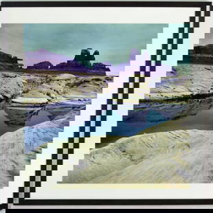 Jim Lanahan "Landscape II, Utah Series": Jim Lanahan "Landscape II, Utah Series" Large C-Print Photograph, 1999. Edition 1/1. Photograph measures 29x29"; professionally framed in dark stained wood with overall size 36.5x36.5". Some light wea