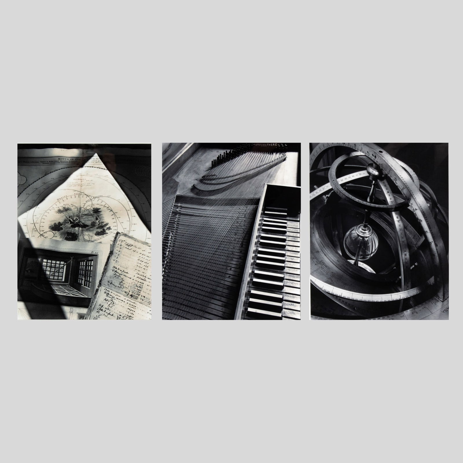 Linda Butler 3-Piece "Italy" Silver Gelatin Photos: Linda Butler (b.1948 Ohio) 3-Piece "Italy" Silver Gelatin Photograph Prints, 1996. Each print is signed and editioned on surrounding mat. Includes "Fortepiano, Venice" edition 2/25, "Armillary Sphere,