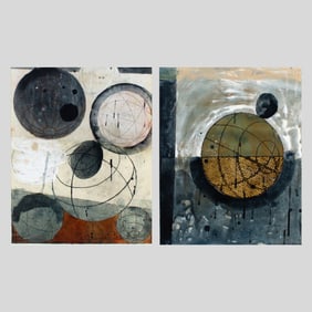Larry Brown Pair Mixed Media Artworks