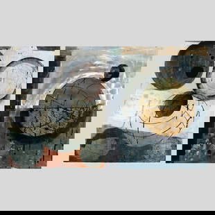 Larry Brown Pair Mixed Media Artworks: Larry Brown (b.1942 New York) Pair Mixed Media Artworks, 1998. Artworks measure 15x12" and are framed in black wood frames measuring 23x20" each. Some light scuffs to frames, artworks in excellent con