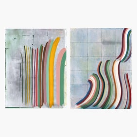 Kim Anno Pair "Ukio-Ye" Mixed Media Artworks