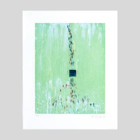 Pat Steir "Tiny Green"  Color soap ground Aquatint