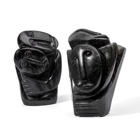 2 African Shona Carved Stone Sculptures
