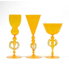 James Mongrain (WA) Yellow Venetian Style Goblets