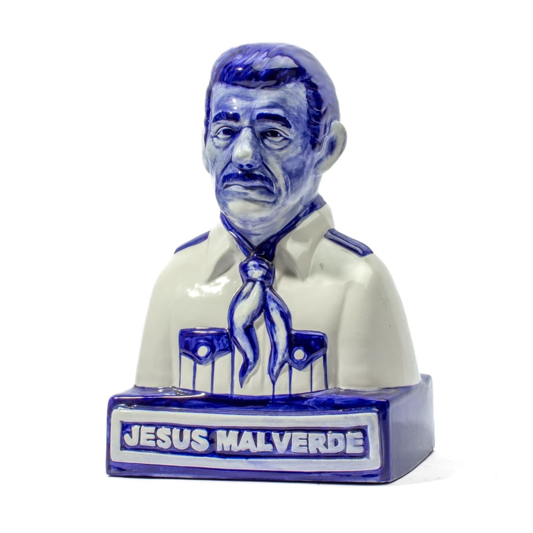 Charles Krafft x FUCT "Jesus Malverde" Statue: Charles Krafft (1947-2020 Washington) "Jesus Malverde" Incense Chamber, 2013. Handpainted porcelain statue made in collaboration with FUCT, edition 85/100. Statue has 3 small holes at rear for holding