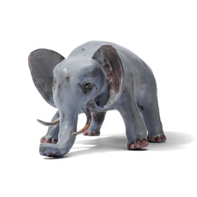 Vintage Art Pottery Elephant Sculpture