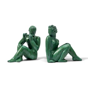 Laszlo Illes Art Deco Figural Ceramic Bookends