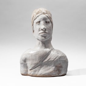 Brutalist Art Pottery Bust Sculpture 15.75"