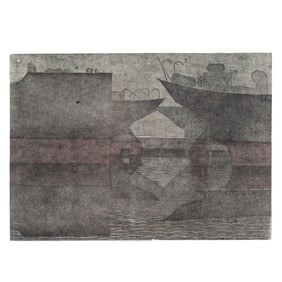 Vintage "Ships at the Cape" Woodcut on Paper