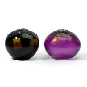 Two Studio Art Glass Vases / Dan Bergsma Style