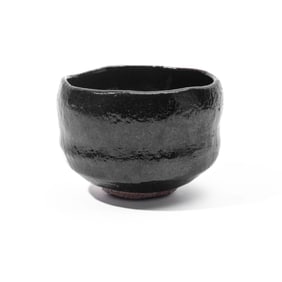 Japanese Raku Pottery Black Tea Bowl / Chawan