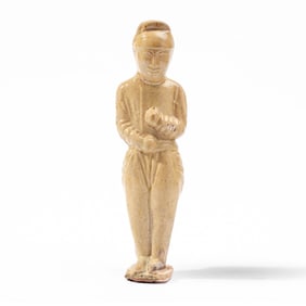 Chinese Archaistic Yellow Glazed Ceramic Figure