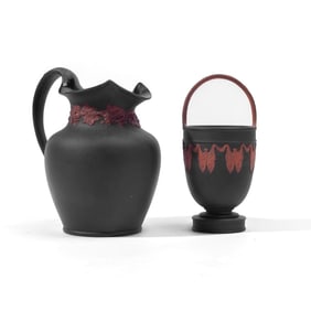Wedgwood Black & Terracotta Jasper Basket Pot