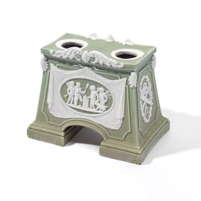 Wedgwood Green Dip Jasper Arch Form Inkstand
