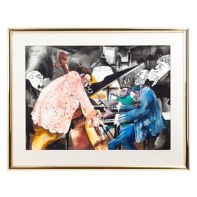 Leo Meiersdorff "Jazz Club" Ink & Watercolor, 1985