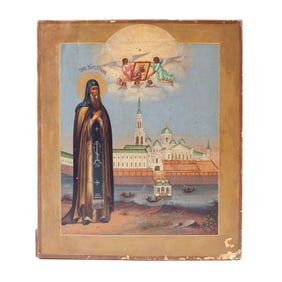 Greek Orthodox Painted Icon of a Saint